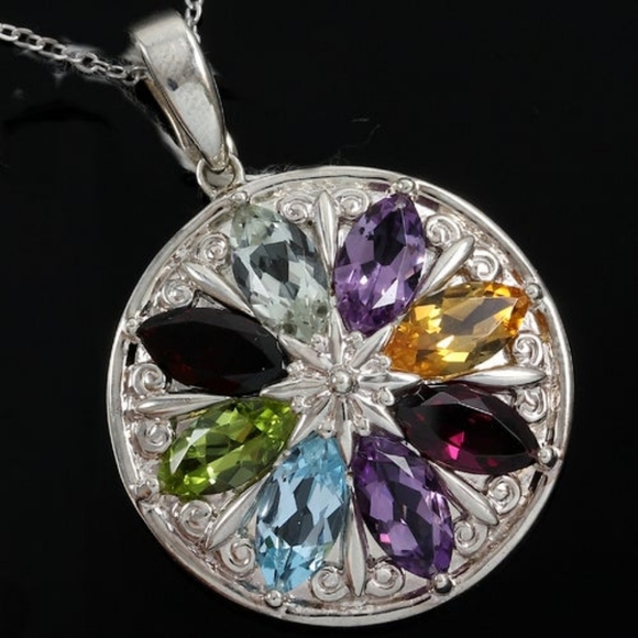 Queen Auth. Lorenzo 8.35 ctw Multi Color Gems Necklace - Picture 2 of 10